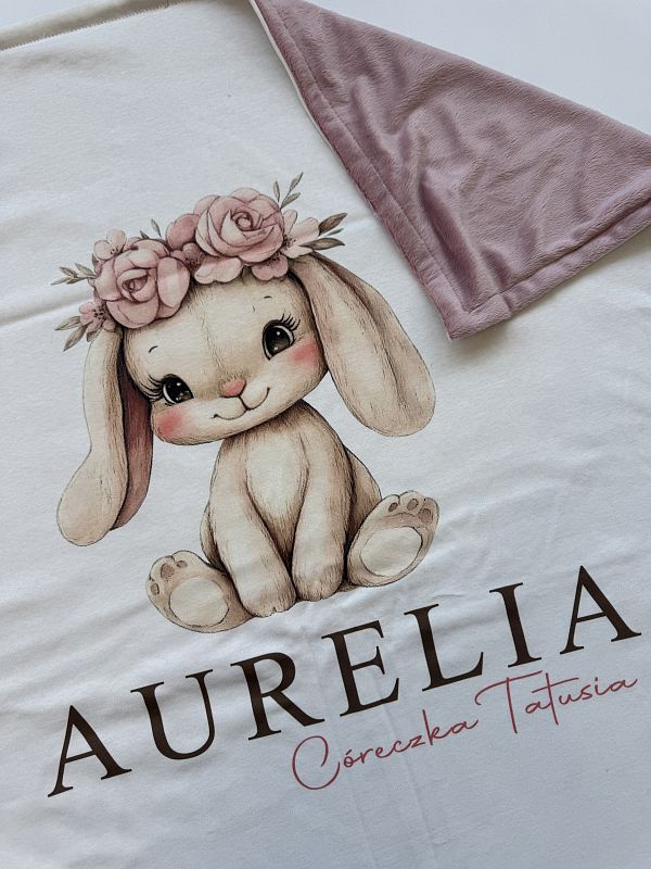Kocyk dla niemowląt słodki pluszowy zajączek Aurelia