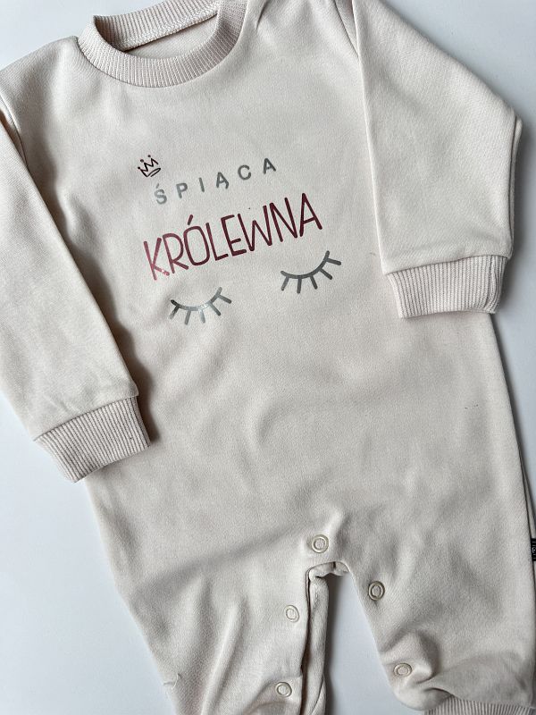 Pajac bez stópek beżowy śpiąca królewna rozmiar 56