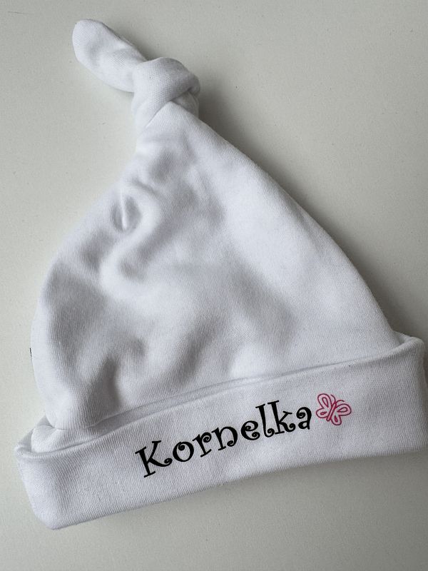 Czapeczka supełek biała Kornelka rozmiar 56