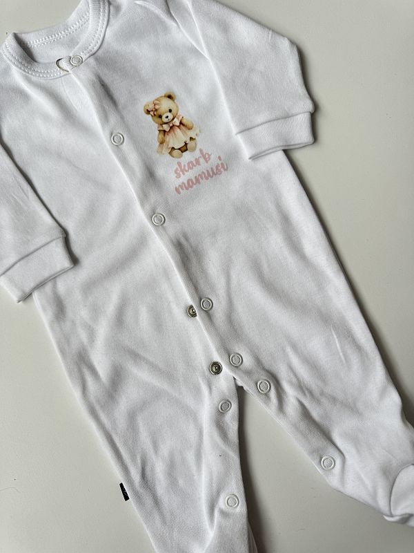 Pajac ze stópkami biały miś skarb mamusi rozmiar 56