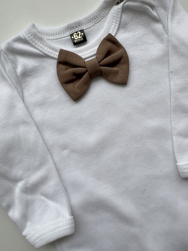 Body białe długi rękaw kawowa mucha rozmiar 62