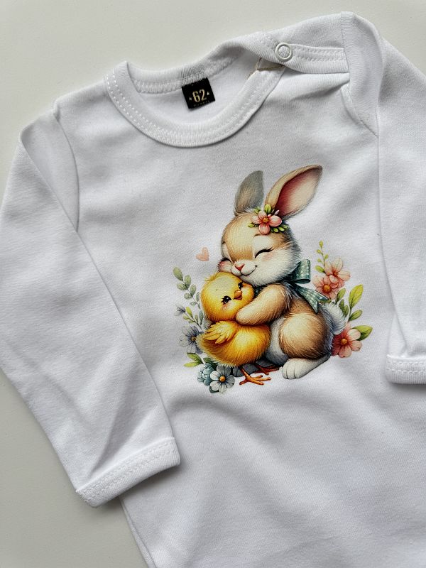 Body białe długi rękaw króliczek z kurczakiem rozmiar 62