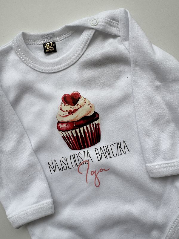 Body białe długi rękaw najsłodsza babeczka Iga rozmiar 62