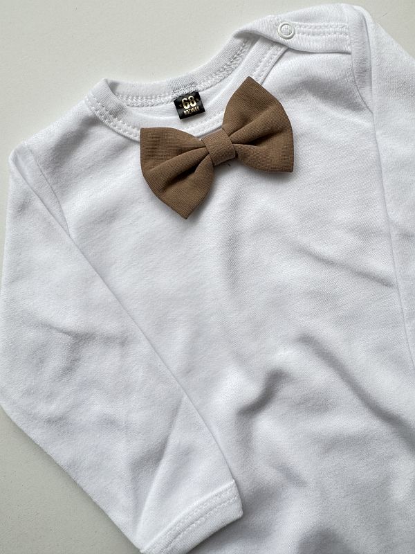 Body białe długi rękaw kawowa mucha rozmiar 68