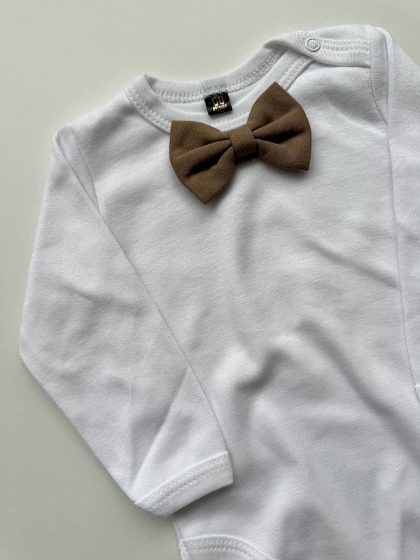 Body białe długi rękaw kawowa mucha rozmiar 68