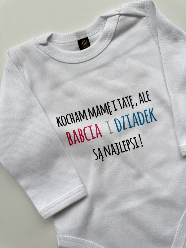 Body białe długi rękaw kocham mamę i tatę ale... rozmiar 68