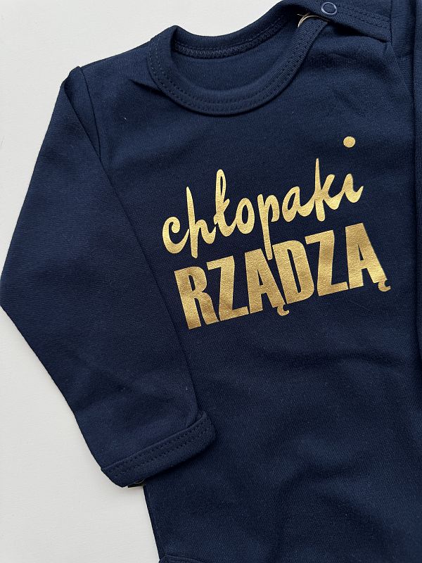 Body granatowe długi rękaw chłopaki rządzą rozmiar 68