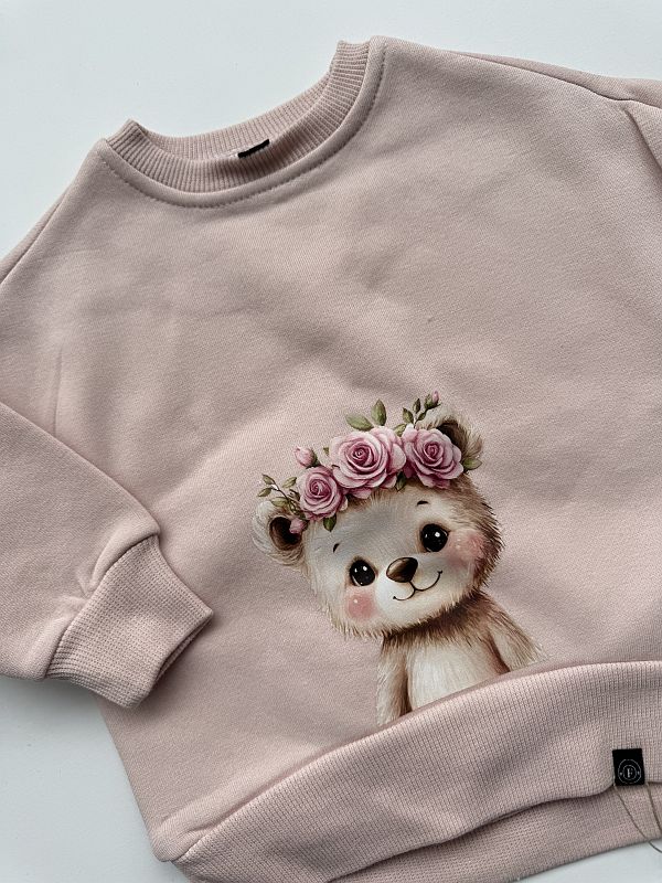 Bluza brudny róż miś w wianku rozmiar 74
