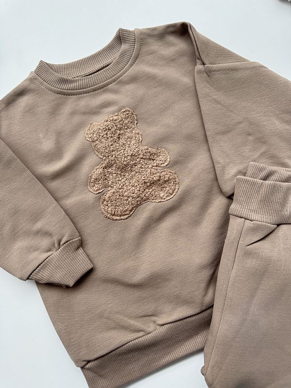 Komplet kawowy bluza + spodnie dresowe pluszowy miś rozmiar 74