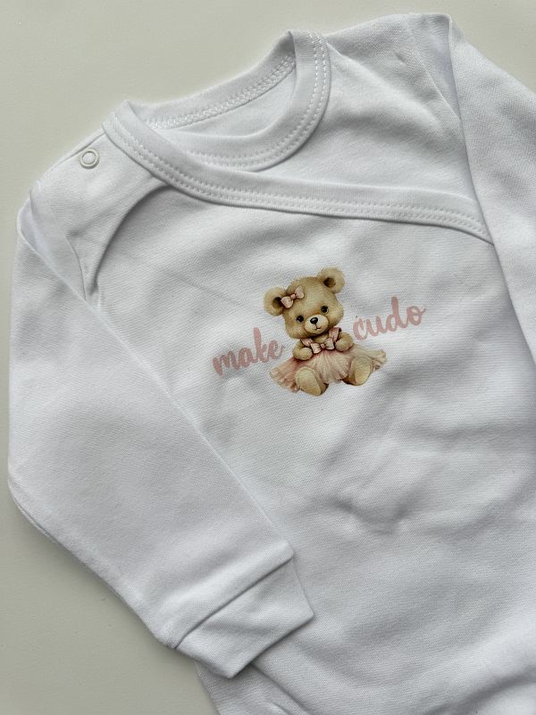 Body kopertowe białe długi rękaw miś małe cudo rozmiar 74