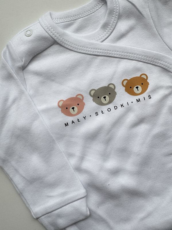 Body kopertowe białe długi rękaw mały słodki miś rozmiar 74