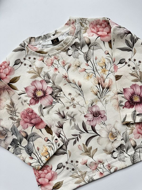 Koszulka długi rękaw w kwiaty rozmiar 74