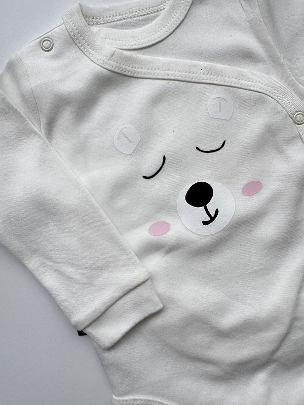 Body kopertowe ecru długi rękaw buzia misia rozmiar 74