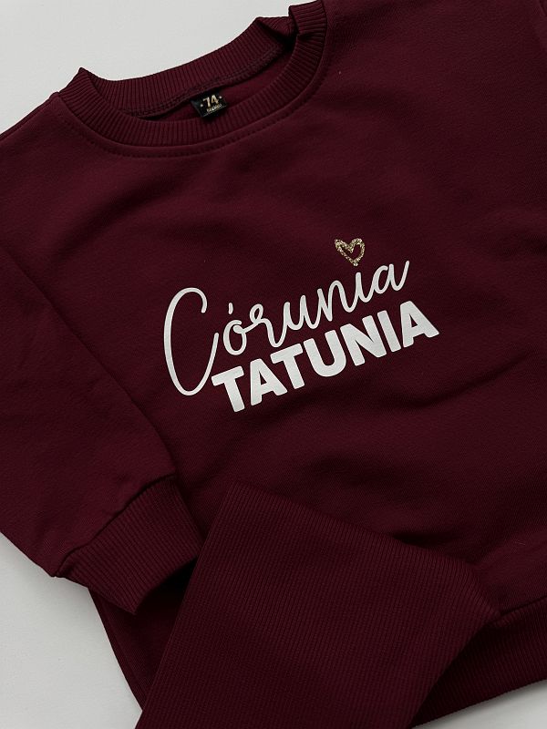 Komplet bordowy bluza + getry prążek córunia tatunia rozmiar 74