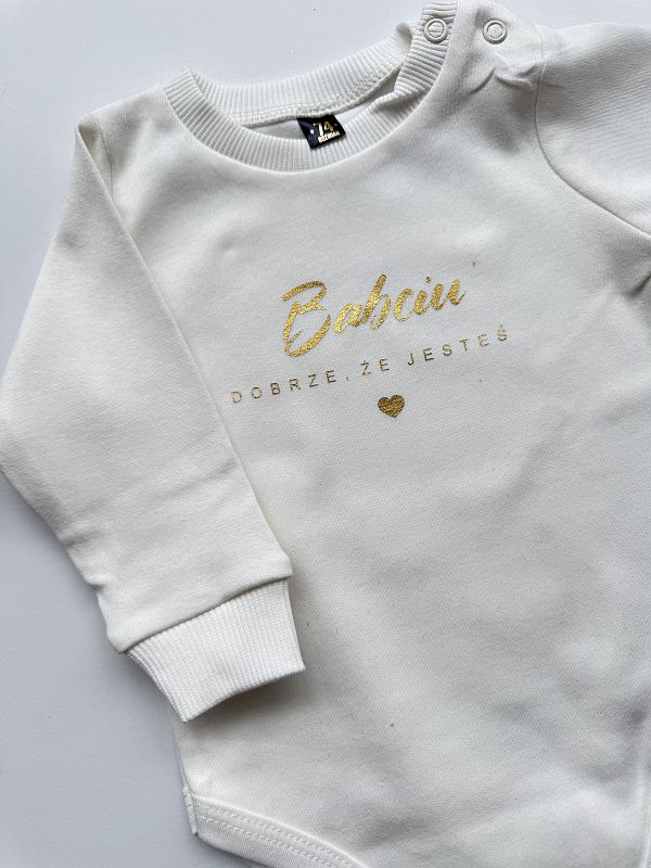 Body ecru długi rękaw babciu dobrze że jesteś rozmiar 74