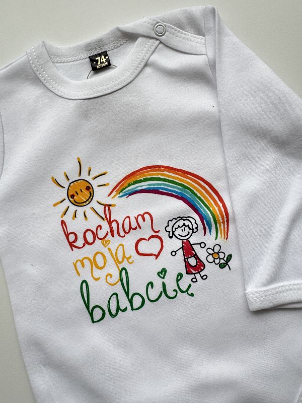 Body białe długi rękaw kocham moją babcię rozmiar 74