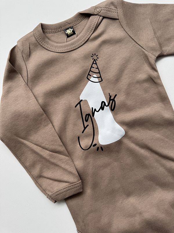 Body kawowe długi rękaw na 1 urodziny Ignaś rozmiar 80