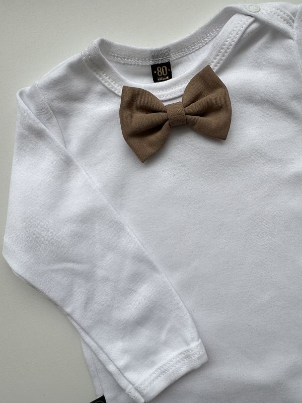 Body białe długi rękaw kawowa mucha rozmiar 80