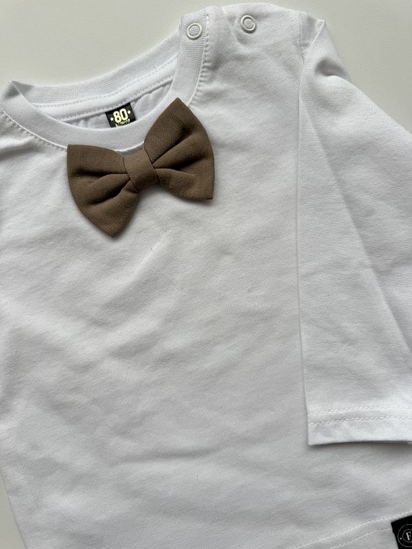 Koszulka biała długi rękaw kawowa mucha rozmiar 80