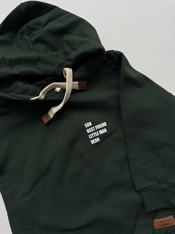 Bluza zielona z kapturem son-hero rozmiar 86