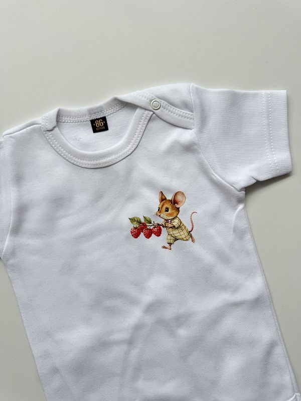 Body białe krótki rękaw myszka rozmiar 86