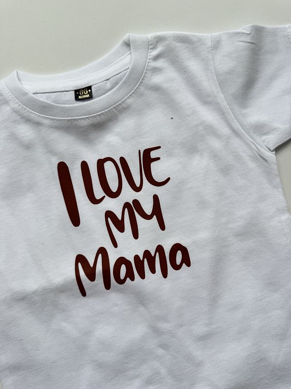 Koszulka biała krótki rękaw I love my mama rozmiar 86