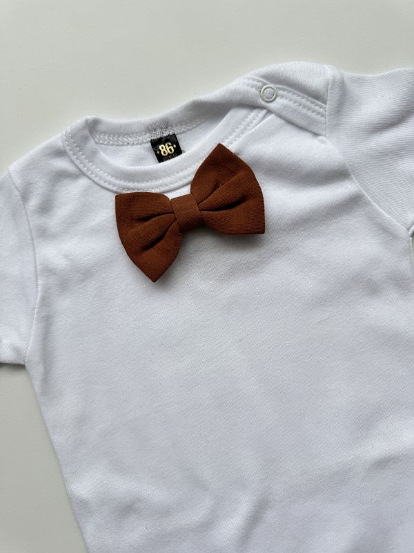 Body białe krótki rękaw cynamonowa mucha rozmiar 86