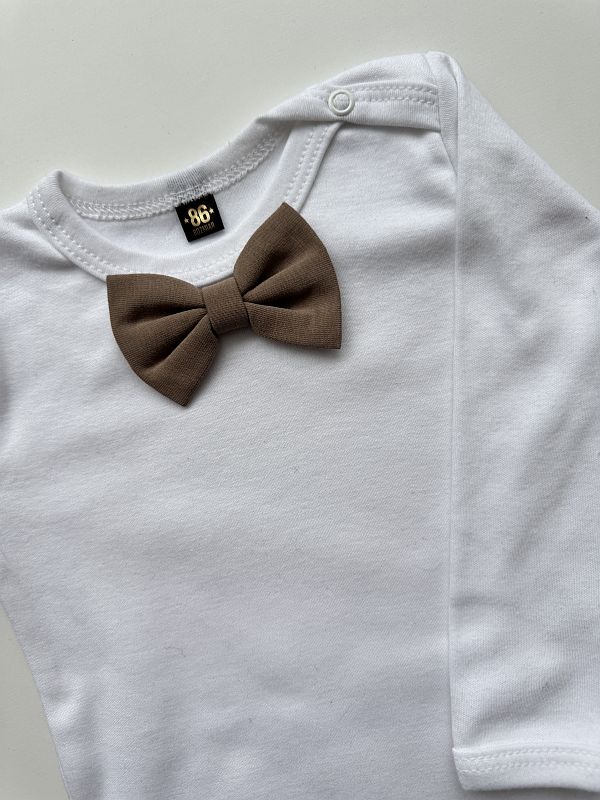 Body białe długi rękaw kawowa mucha rozmiar 86