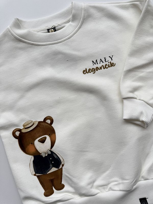 Bluza ecru miś mały elegant rozmiar 86