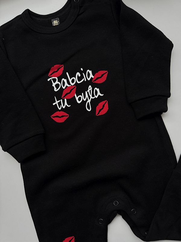 Pajac bez stópek czarny babcia tu była rozmiar 86