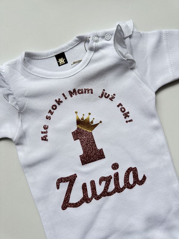 Body białe krótki rękaw ale szok mam już rok Zuzia rozmiar 86