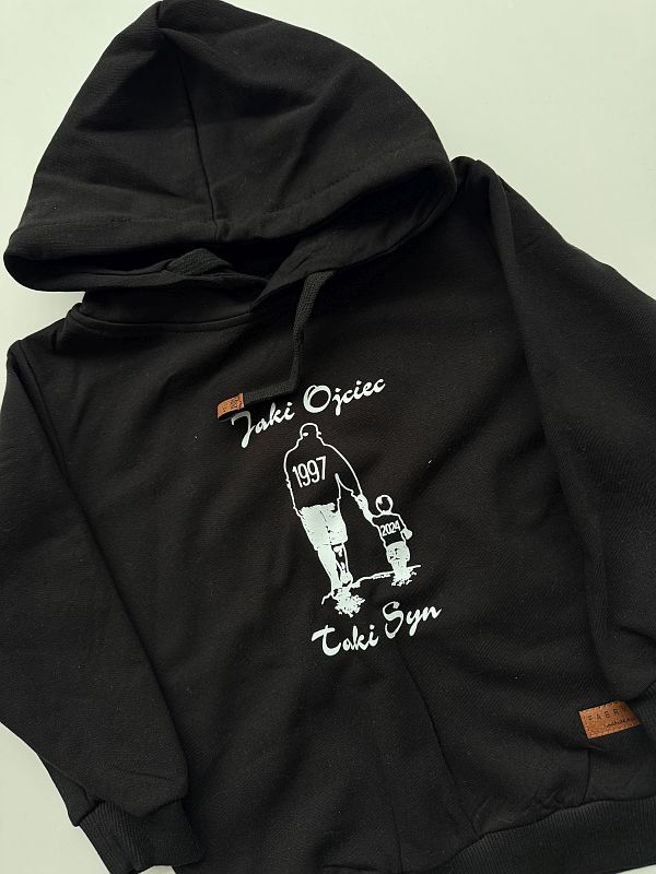 Bluza czarna z kapturem tata z synem rozmiar 92
