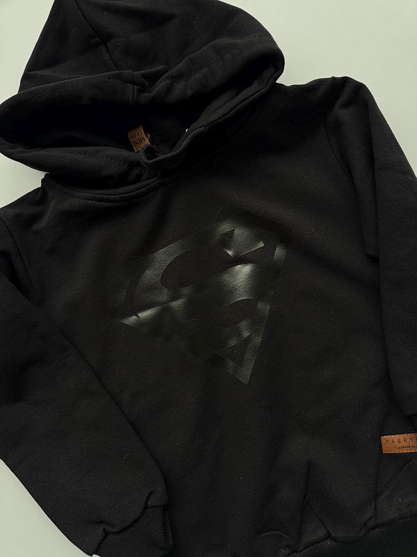 Bluza czarna z kapturem superman rozmiar 92