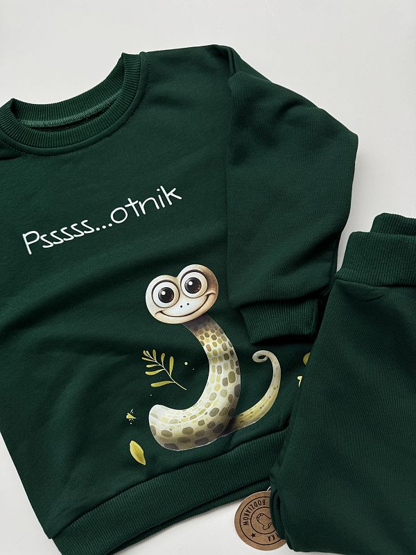 Komplet zielony bluza + spodnie dresowe psssotnik rozmiar 92