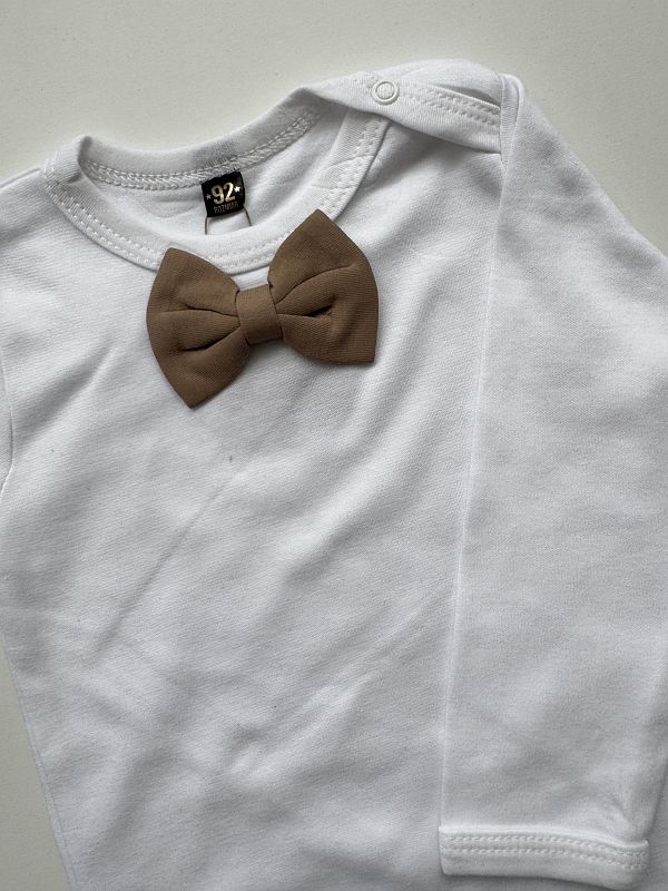 Body białe długi rękaw kawowa mucha rozmiar 92