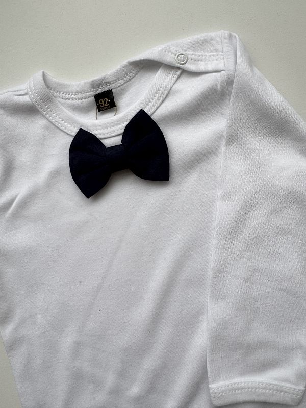 Body białe długi rękaw granatowa mucha rozmiar 92