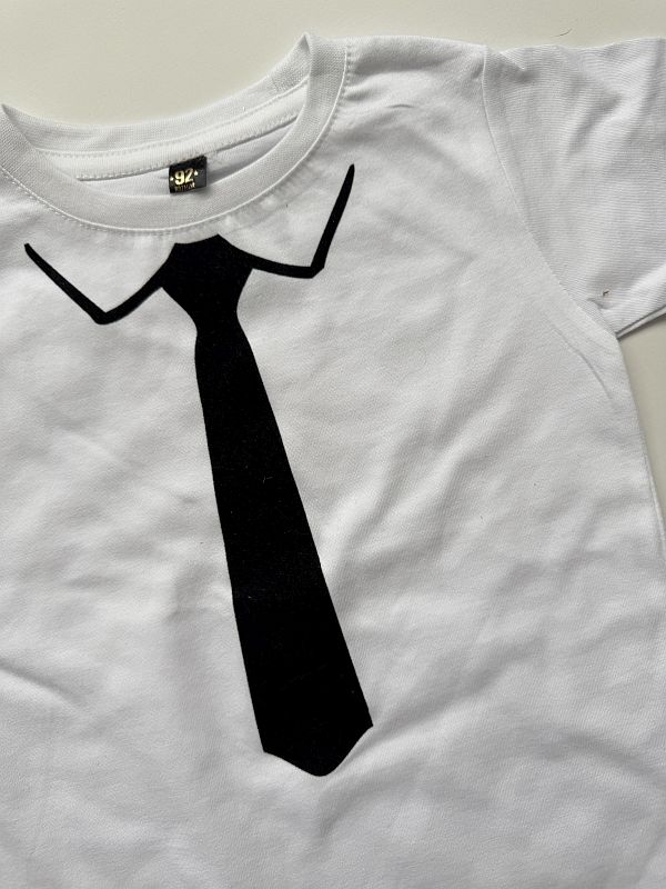 Koszulka biała krótki rękaw tata krawat rozmiar 92