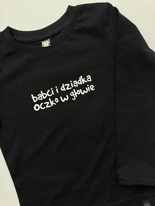 Koszulka czarna długi rękaw oczko w głowie babci i dziadka rozmiar 92