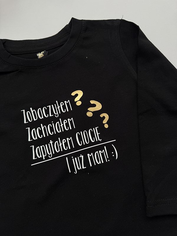Koszulka czarna długi rękaw zapytałem ciocię i mam rozmiar 92