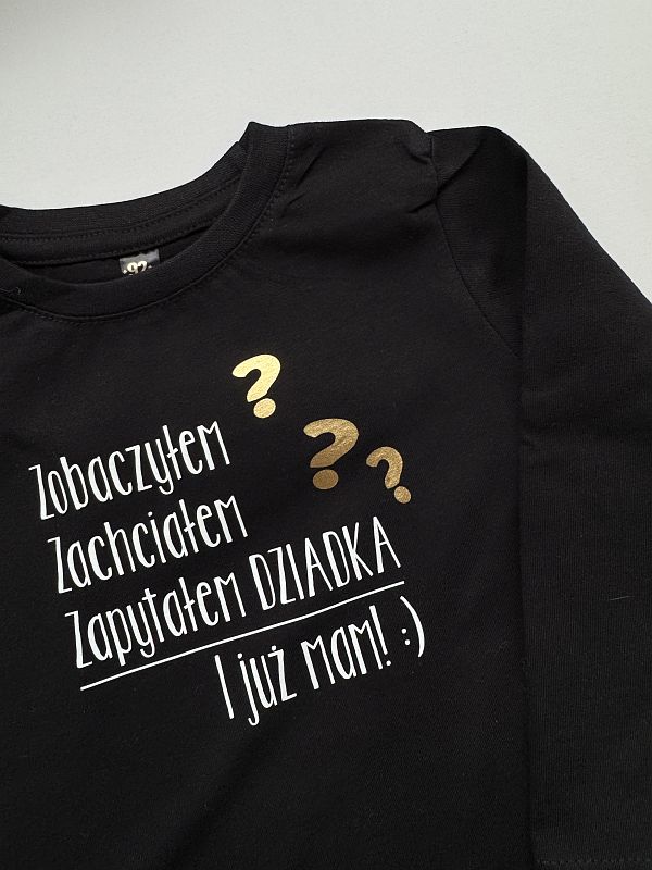Koszulka czarna długi rękaw zapytałem dziadka i mam rozmiar 92