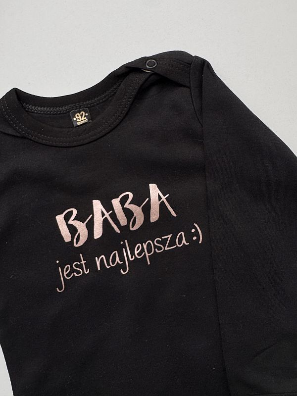 Body czarne długi rękaw baba jest najlepsza rozmiar 92