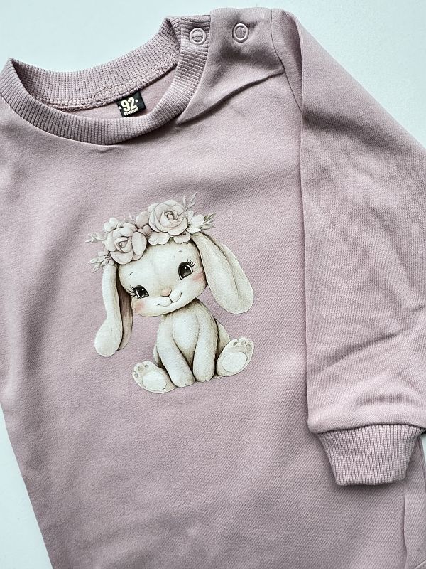 Body różowe długi rękaw królik w wianku rozmiar 92