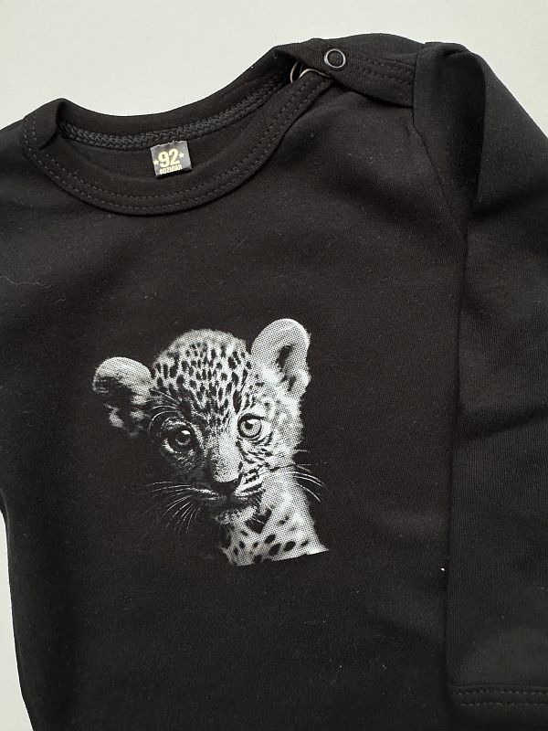 Body czarne długi rękaw lampart rozmiar 92