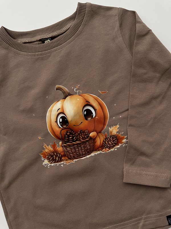 Koszulka kawowa długi rękaw dynia rozmiar 92