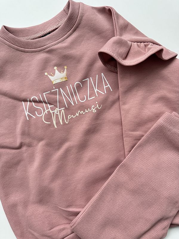 Komplet różowy bluza + getry prążek księżniczka mamusi rozmiar 92