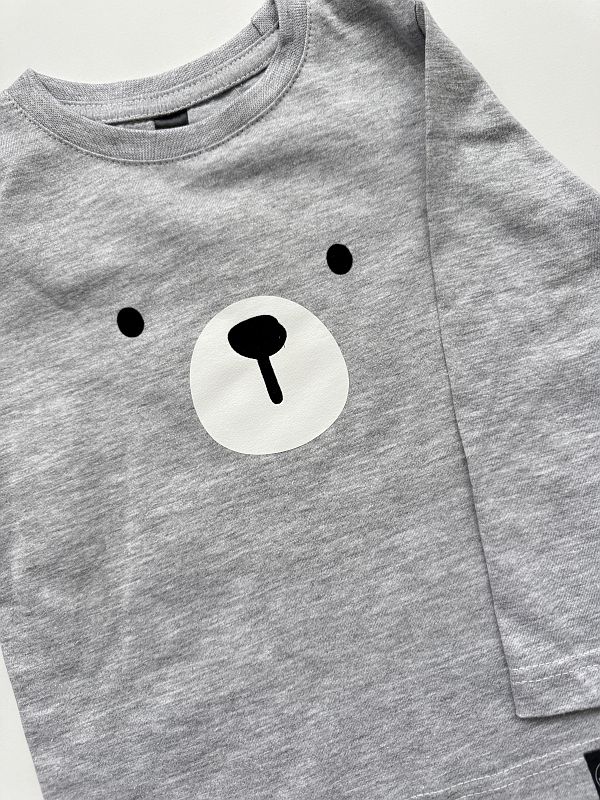 Koszulka szara długi rękaw buzia misia rozmiar 92
