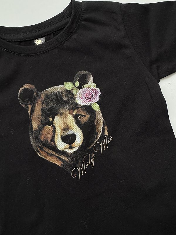 Koszulka czarna krótki rękaw mały miś rozmiar 98