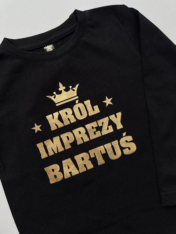 Koszulka czarna długi rękaw król imprezy Bartuś rozmiar 92