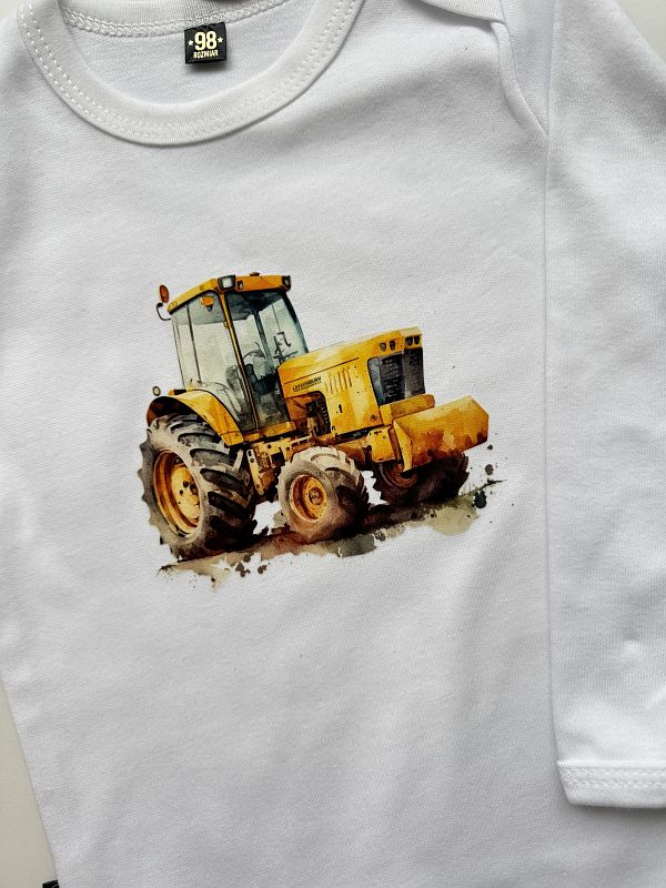 Body białe długi rękaw traktor rozmiar 98