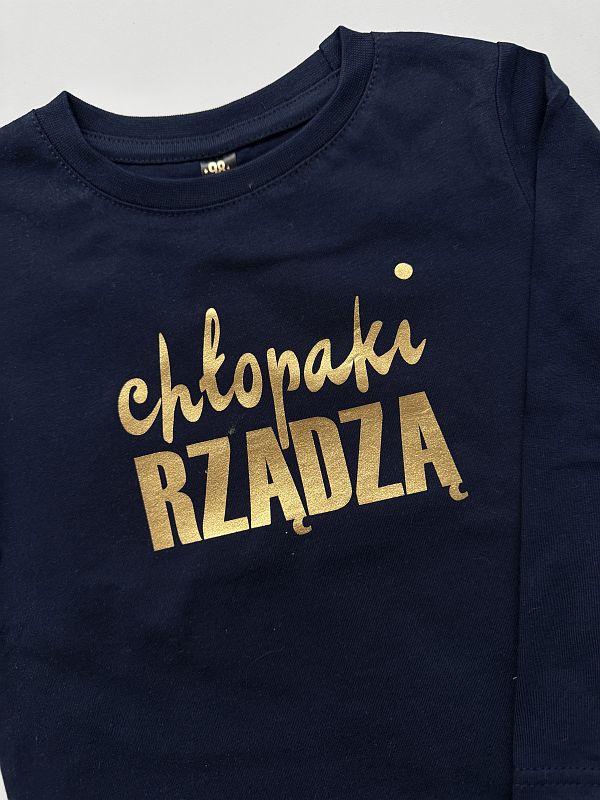 Koszulka granatowa długi rękaw chłopaki rządzą rozmiar 98
